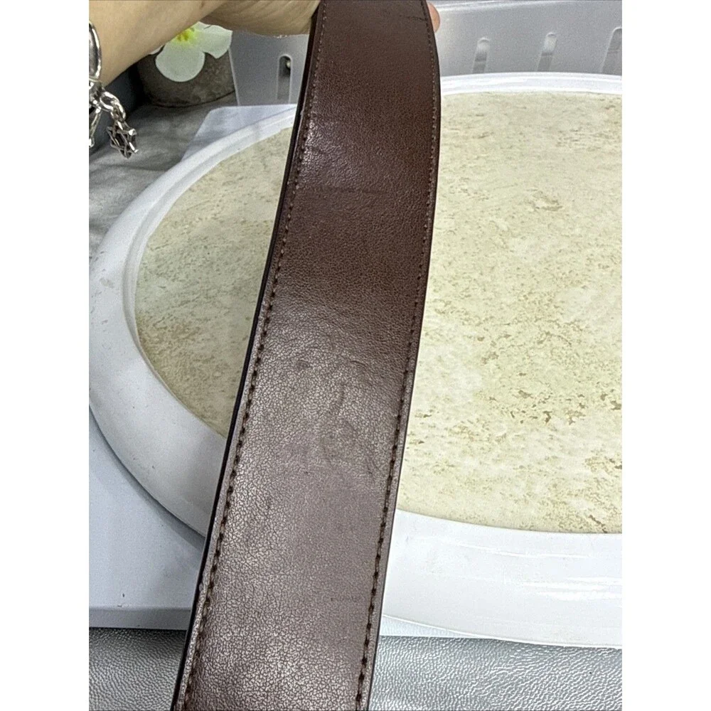 (H)Robert Graham Barnstable Reversible Brown Leather Belt Gold Buckle 36